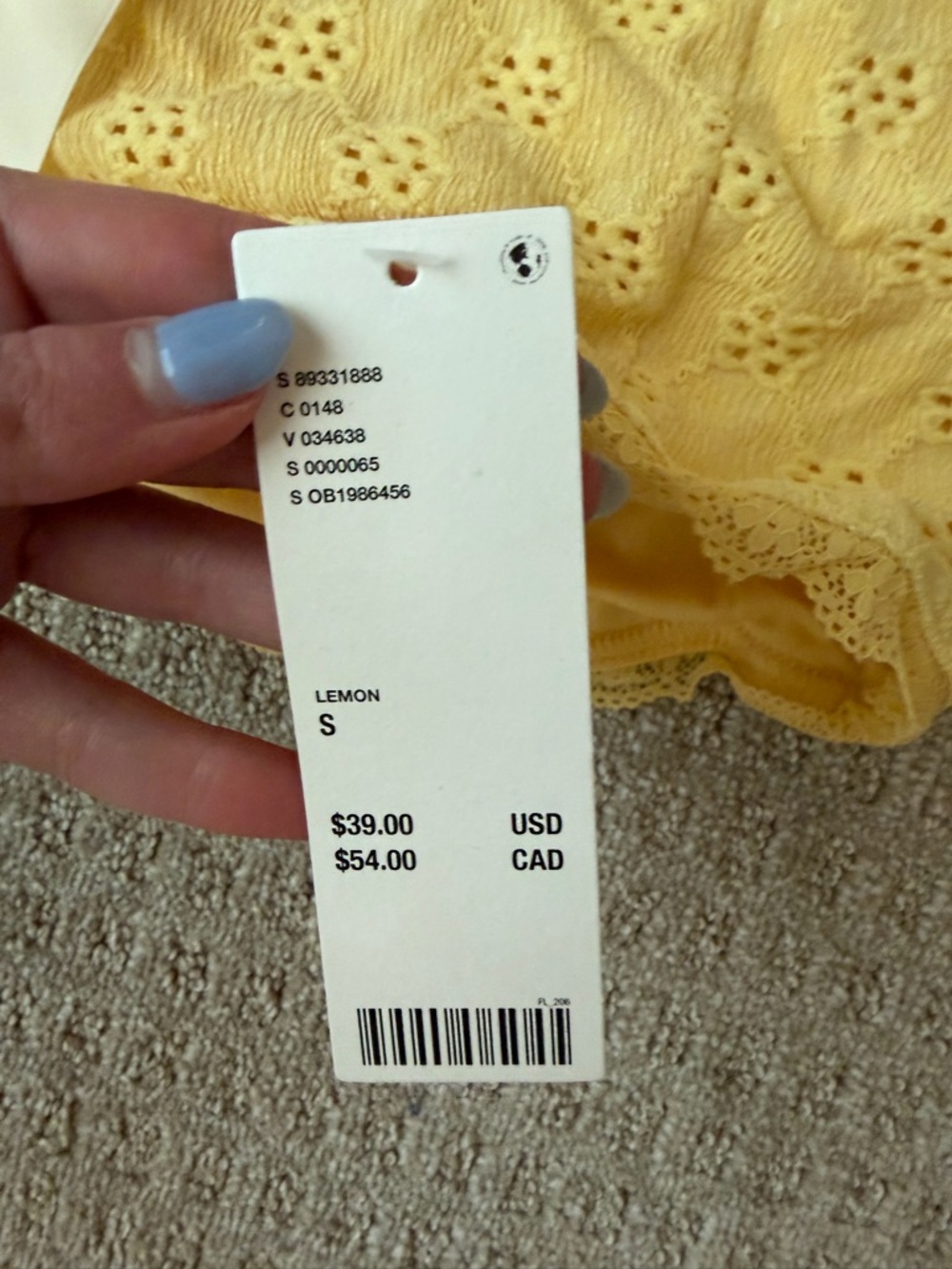 NWT Lemon Yellow Lace Halter Tie-Front Top - Picture 3 of 4